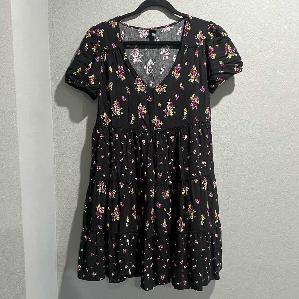Black Floral Tiered Dress